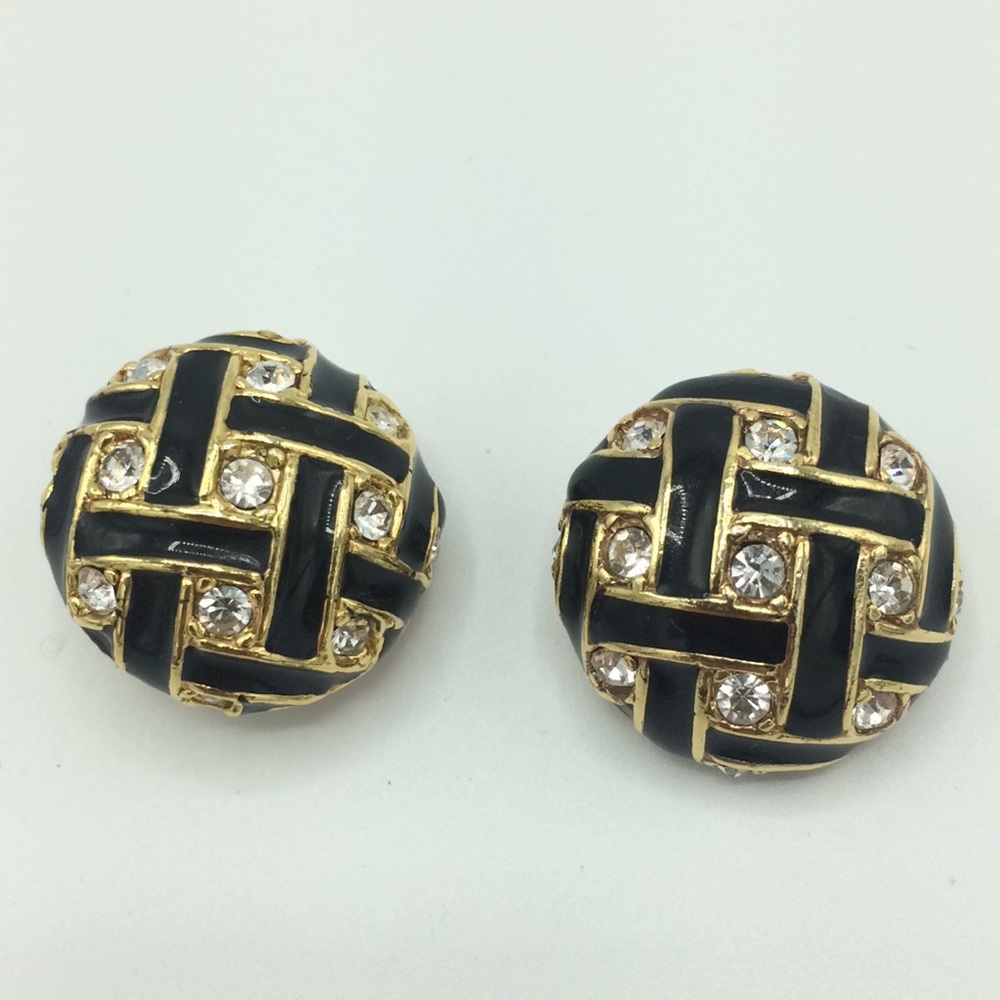 Beautiful vintage Roman gold  enamel clips